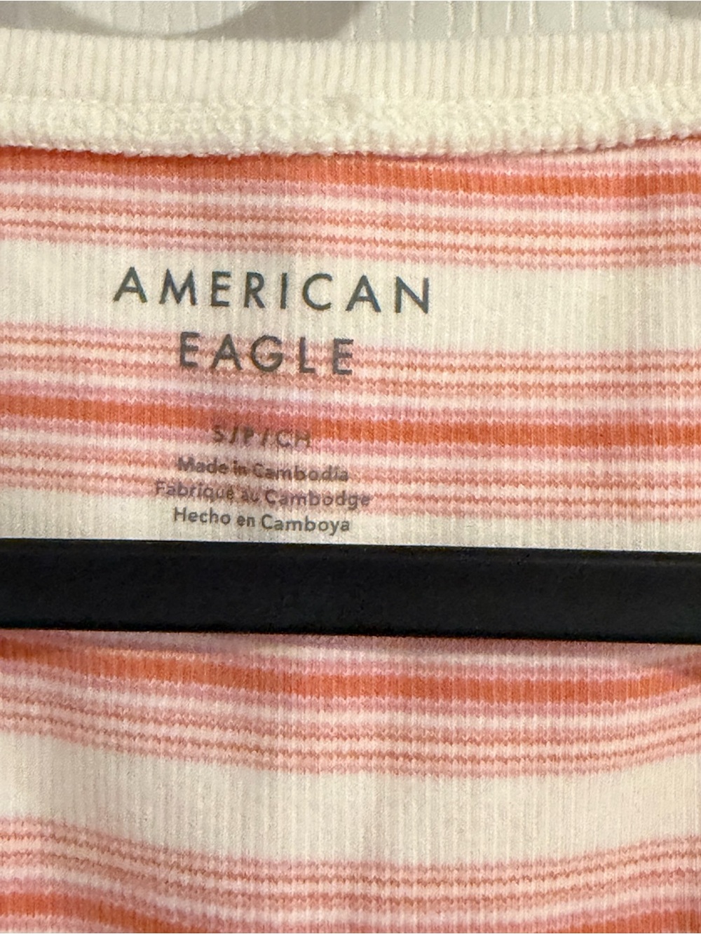 American Eagle Outfitters Coral and White Striped Ribbed Tank - Picture 6 of 6